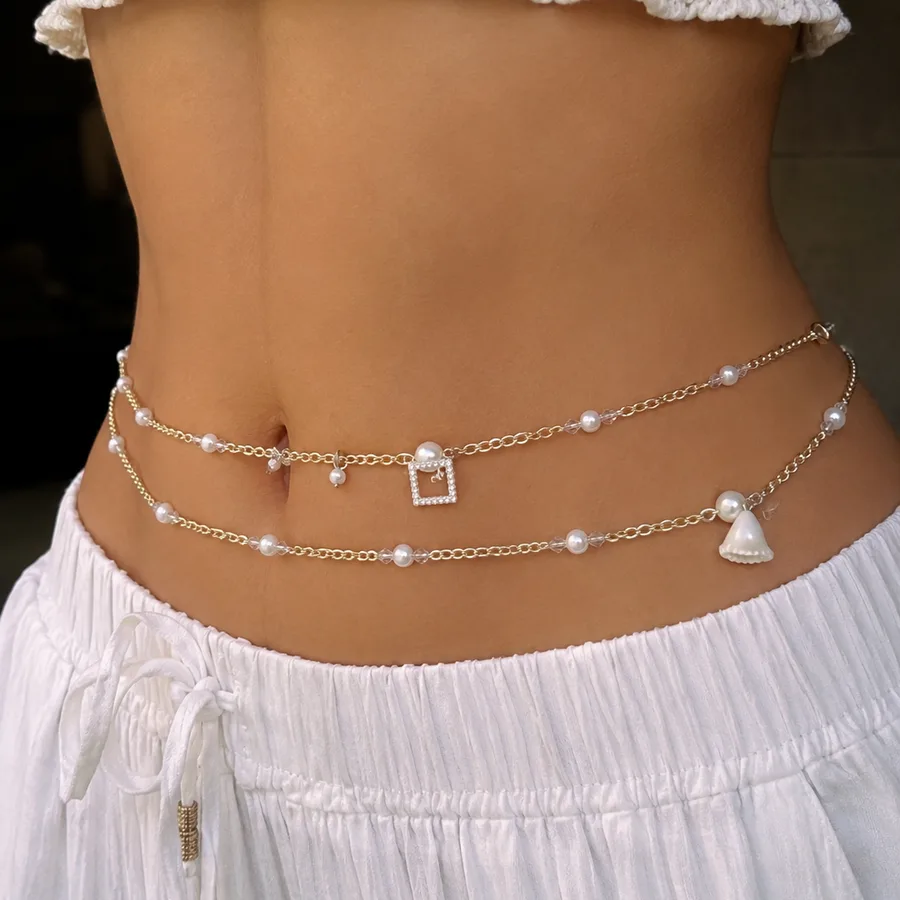 Double Layer Pearl Waist Chain