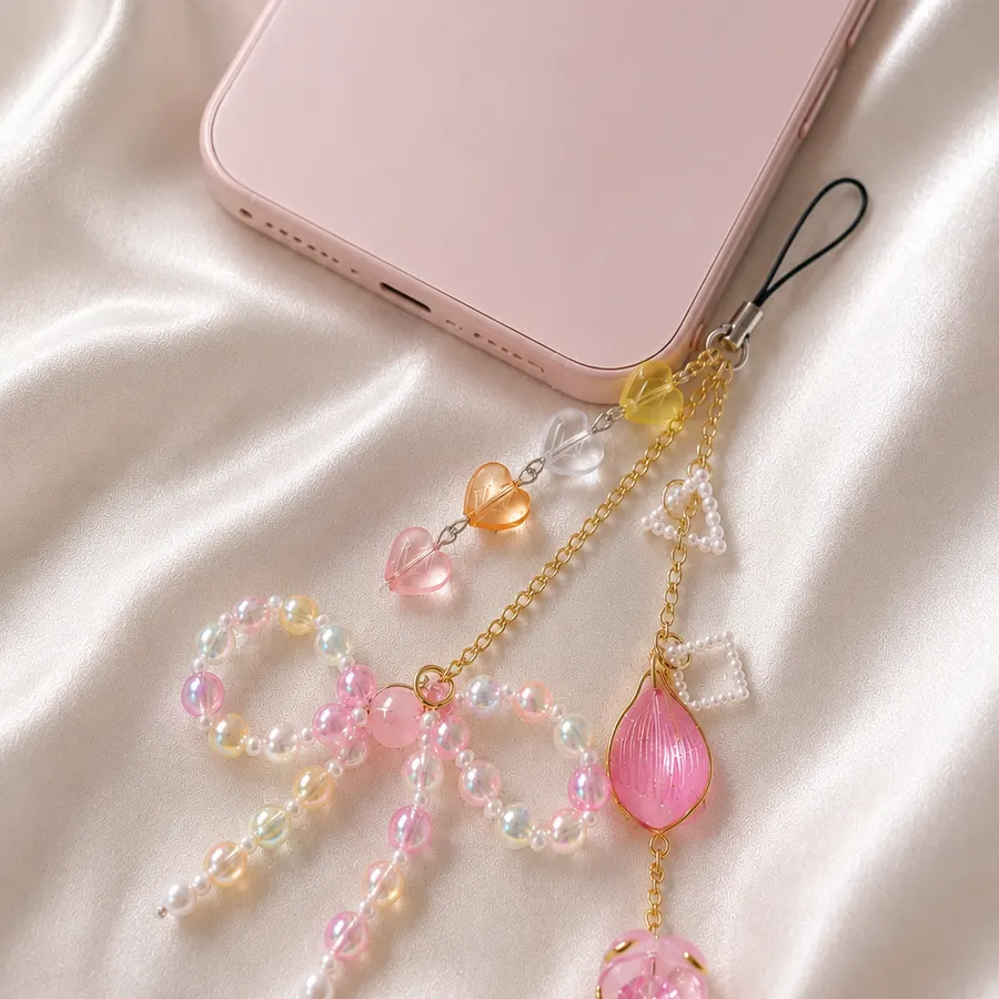 Pink Bow & Tulip Phone Charm