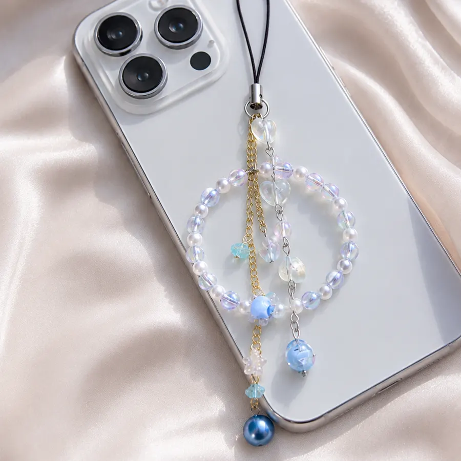 Blue Aurora Pearl Phone Charm
