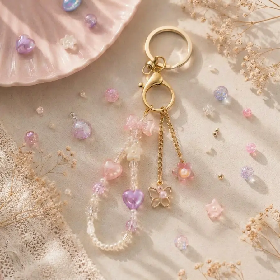 Pastel butterfly keychain