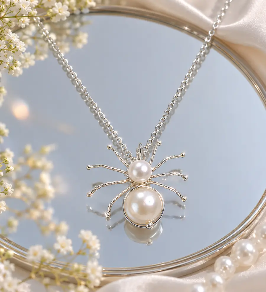 Pearl Spider Pendant Necklace